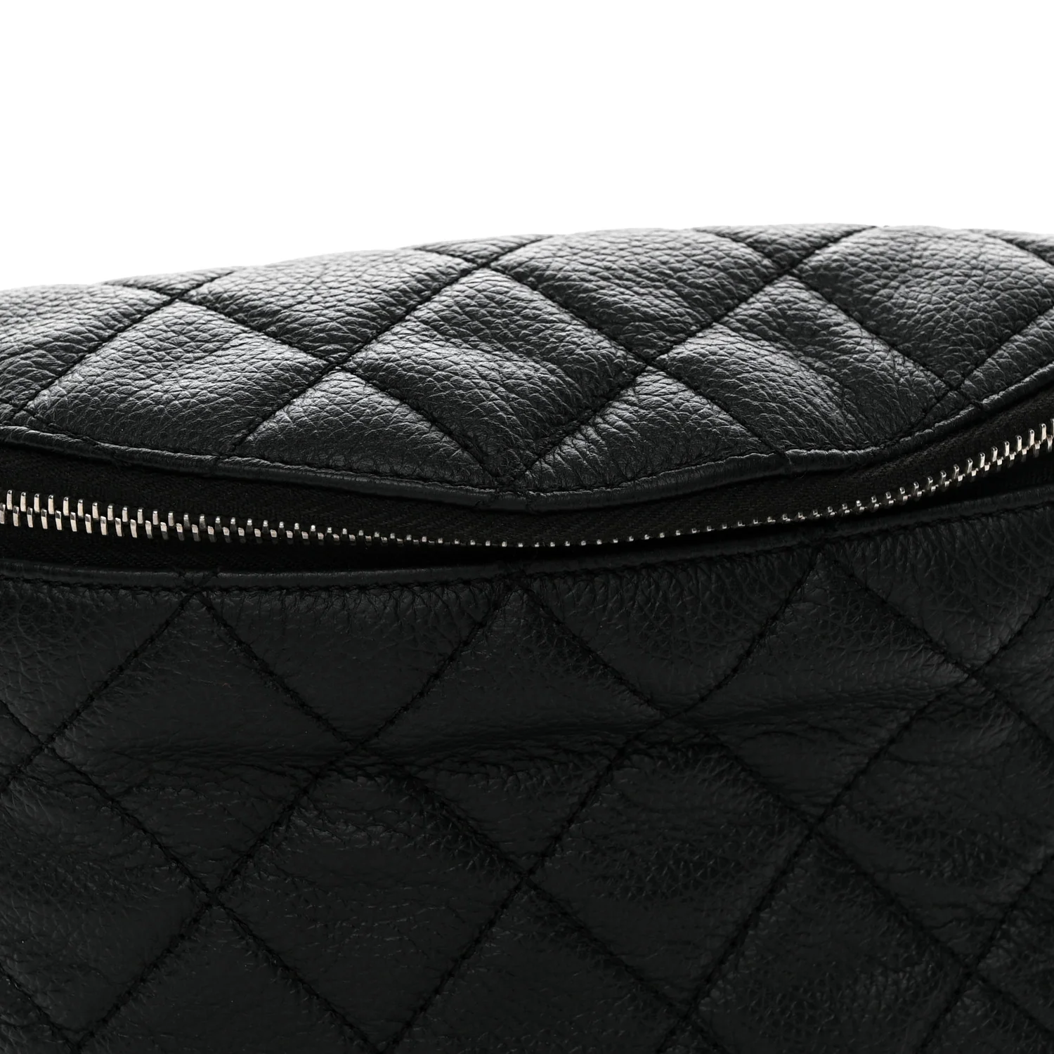 Grained Calfskin Quilted Waist Belt Bag Black - Top Club