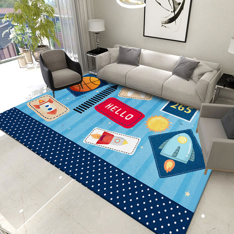 Children Carpet Rug Flannel Non-Slip Baby Carpet Rectangle Bedroom Rug Living Room Kids Play Mats
