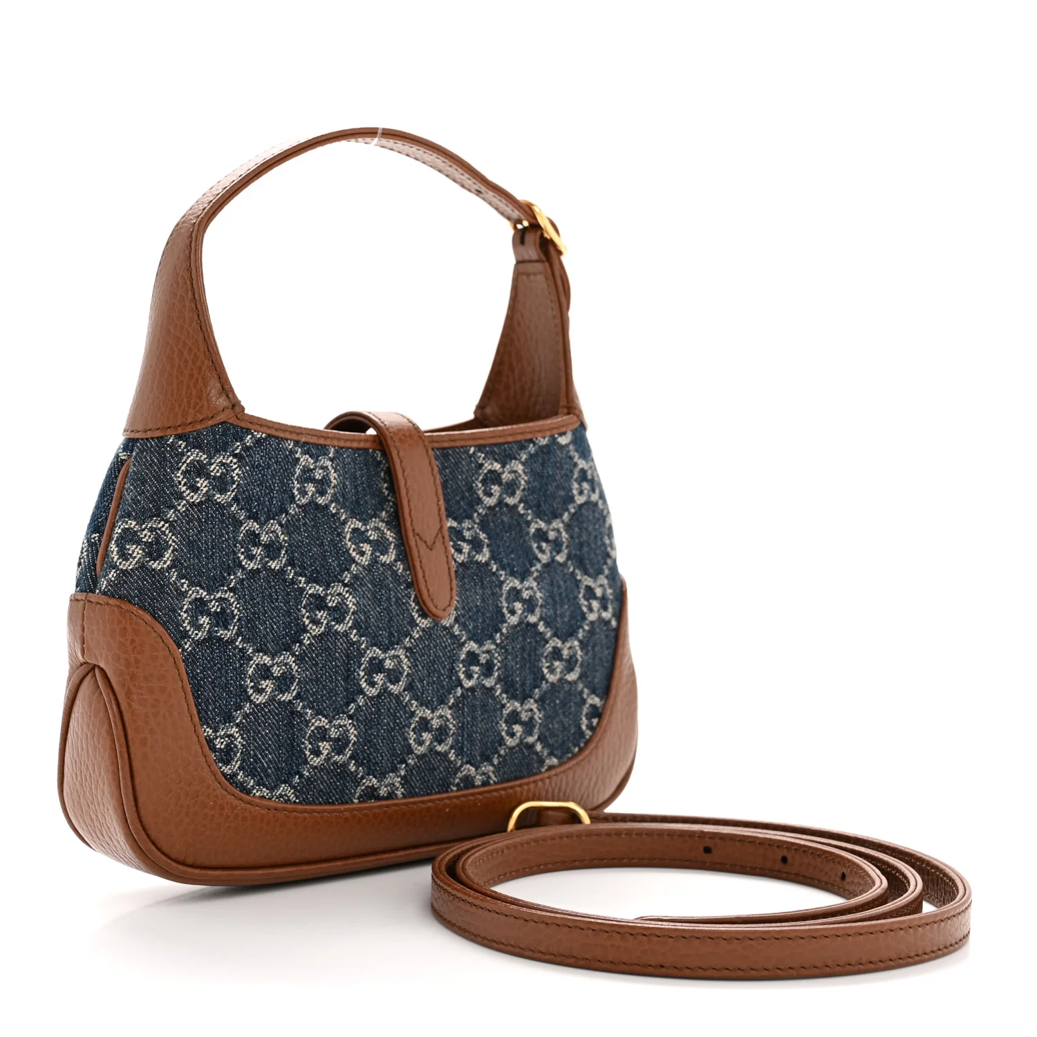 New Denim GG Monogram Calfskin Mini Jackie 1961 Hobo Blue Tea Cuir - Top Club