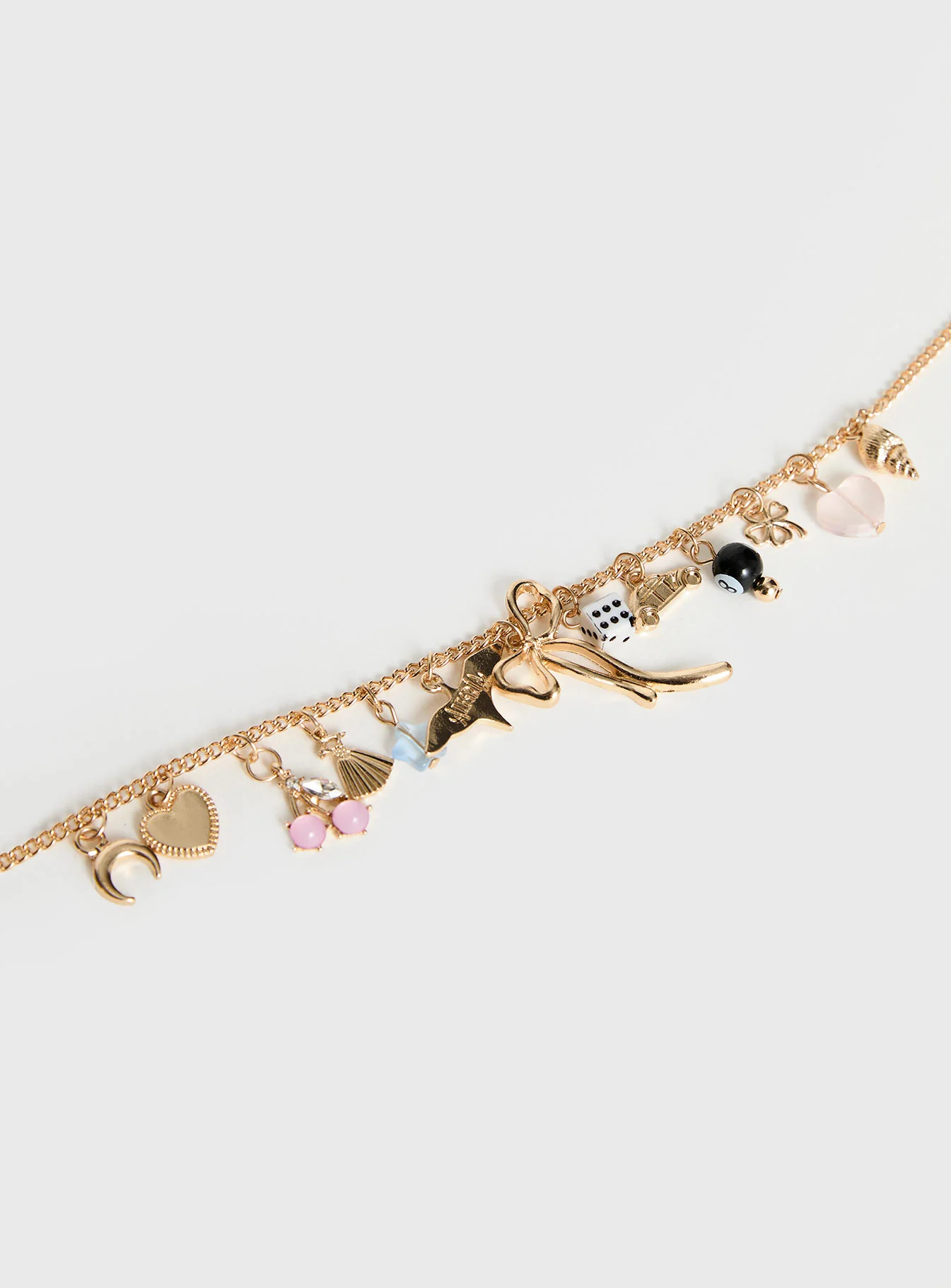 Antiqued Charm Necklace Gold