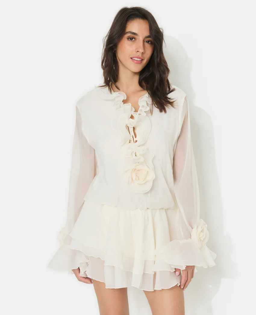 Pimkie Robe courte en voile avec volants et fleurs