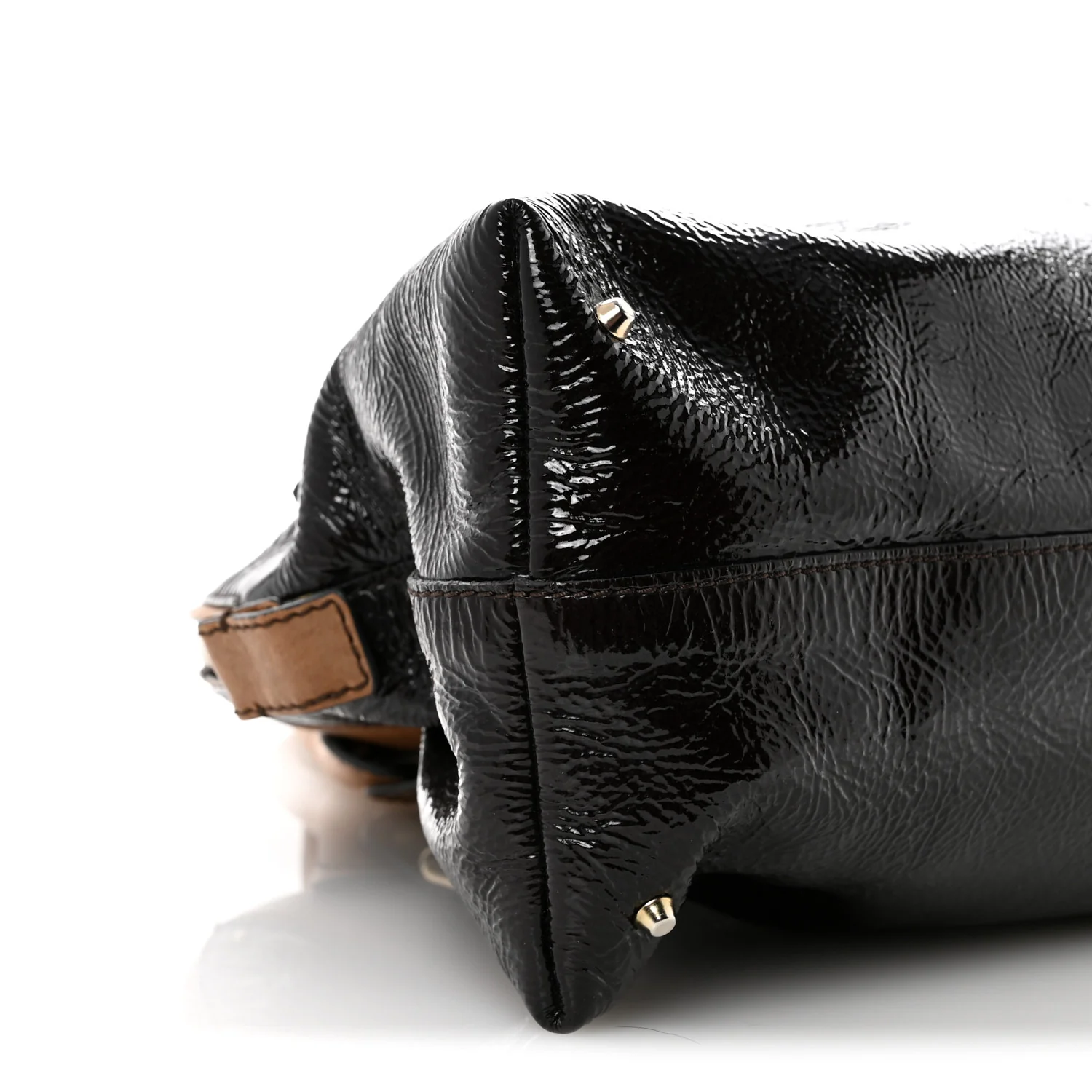 Patent Lambskin Medium Paddington Satchel Dark Brown - Top Club