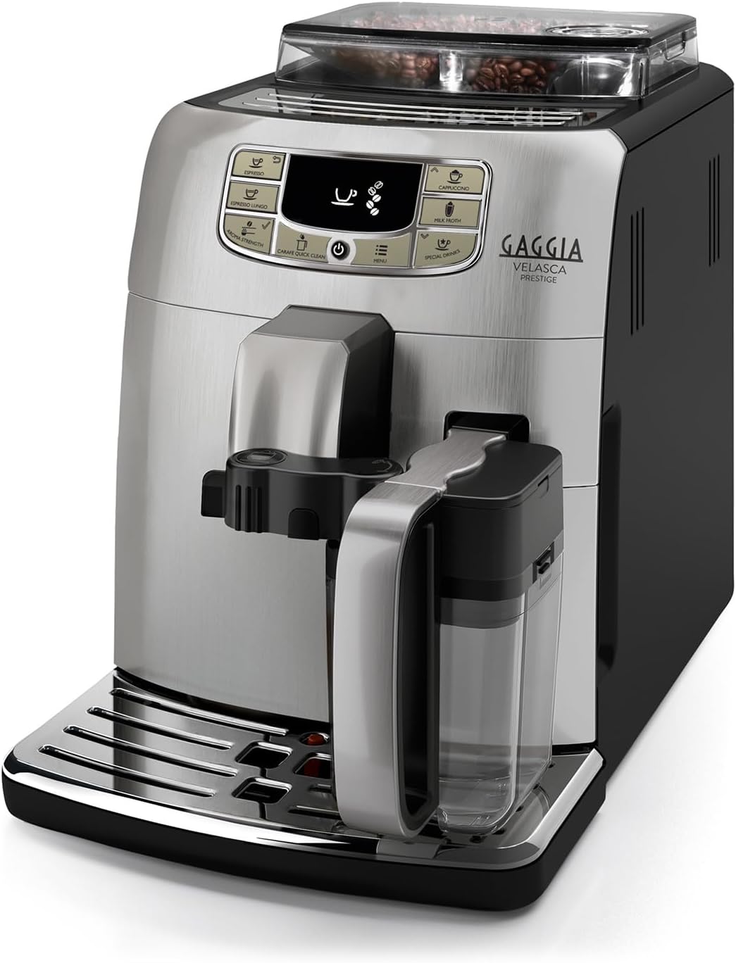 Gaggia Velasca Prestige Macchina da Caffè Automatica per Espresso e Cappuccino, Caffè in Grani o Macinato, RI8263/01, 2 tazze, Argento, 100% Made in Italy