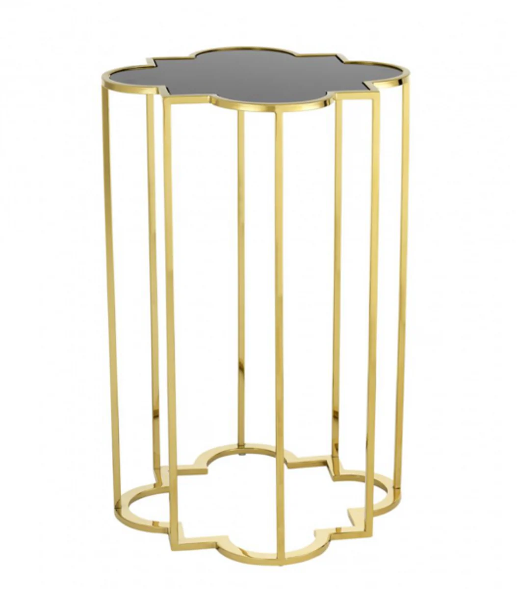 Luxury Art Deco designer side tables set of 2 gold with black glass - designer side table furniture