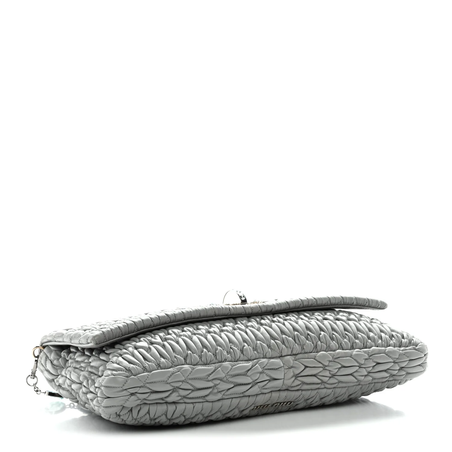 Nappa Matelasse Crystal Flap Clutch Grey - Top Club