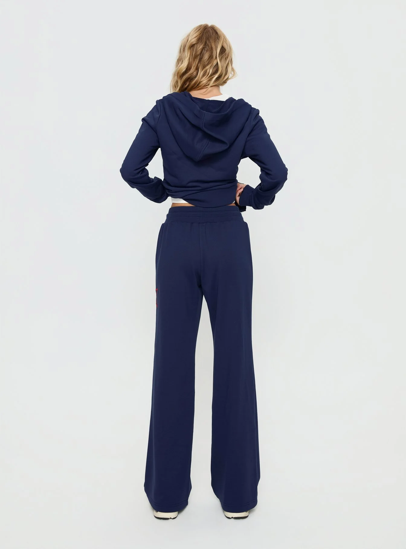 Kari Distressed Patch Track Pant Navy Multi