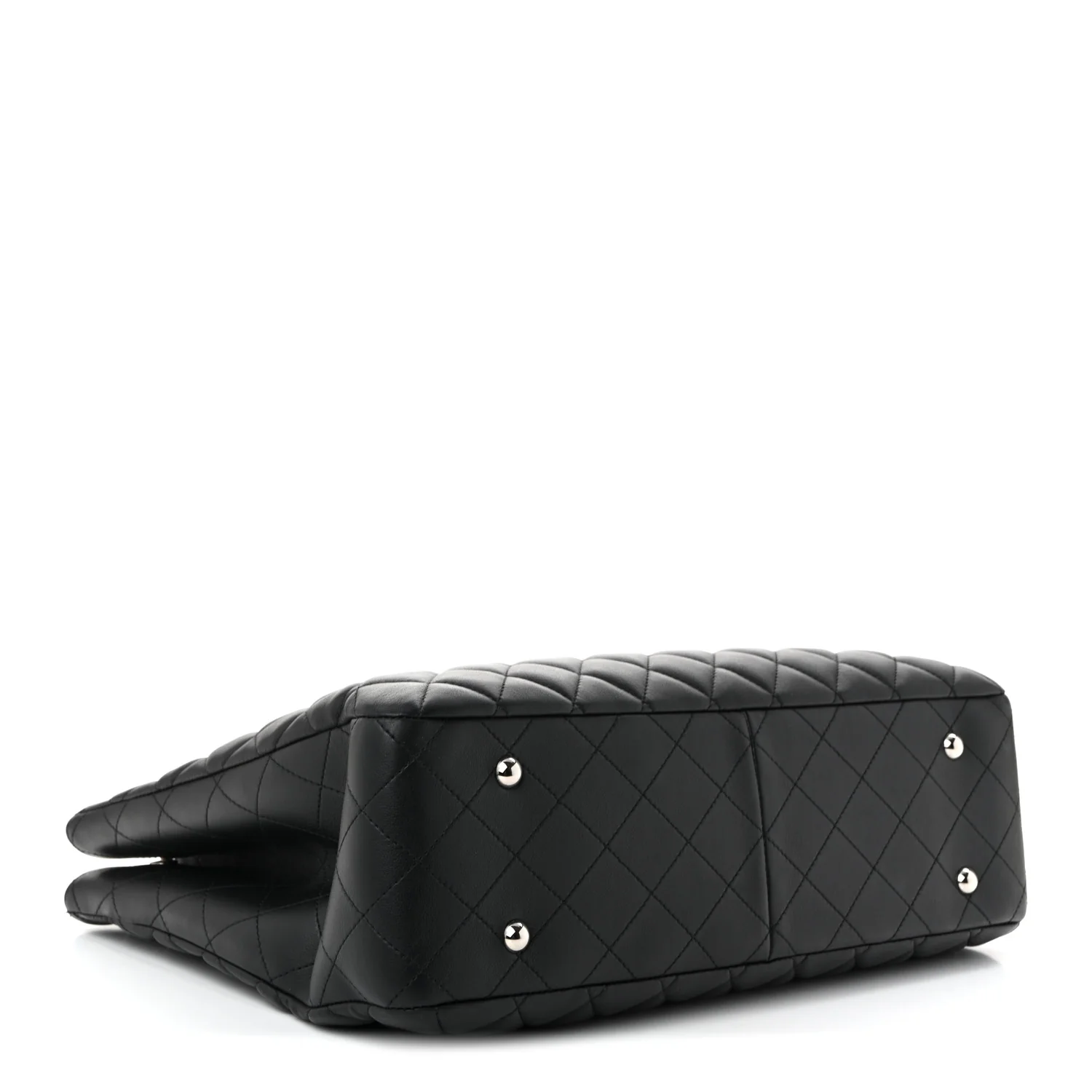 Calfskin Quilted Large Classic Shopping Tote Black - Top Club
