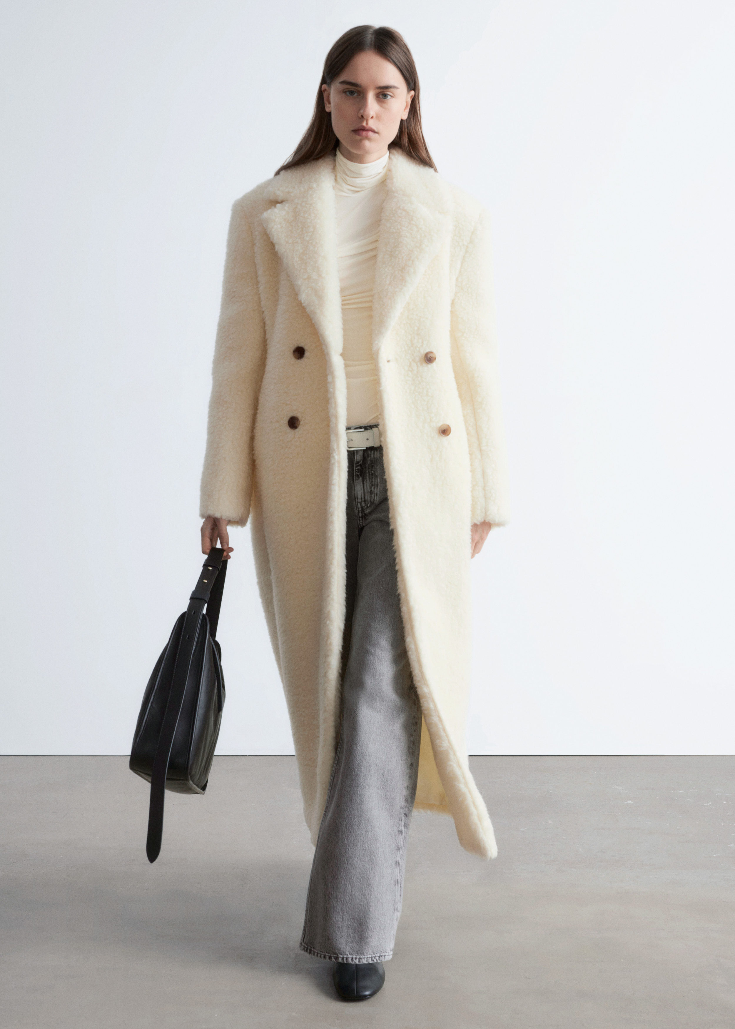 & Other Stories WOOL SHEARLING MAXI COAT