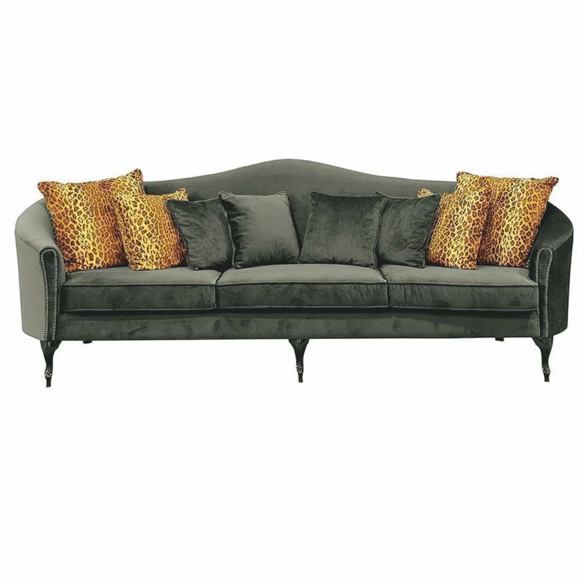 Luxury Baroque Velvet Sofa Green / Black 280 cm - Baroque Living Room Furniture