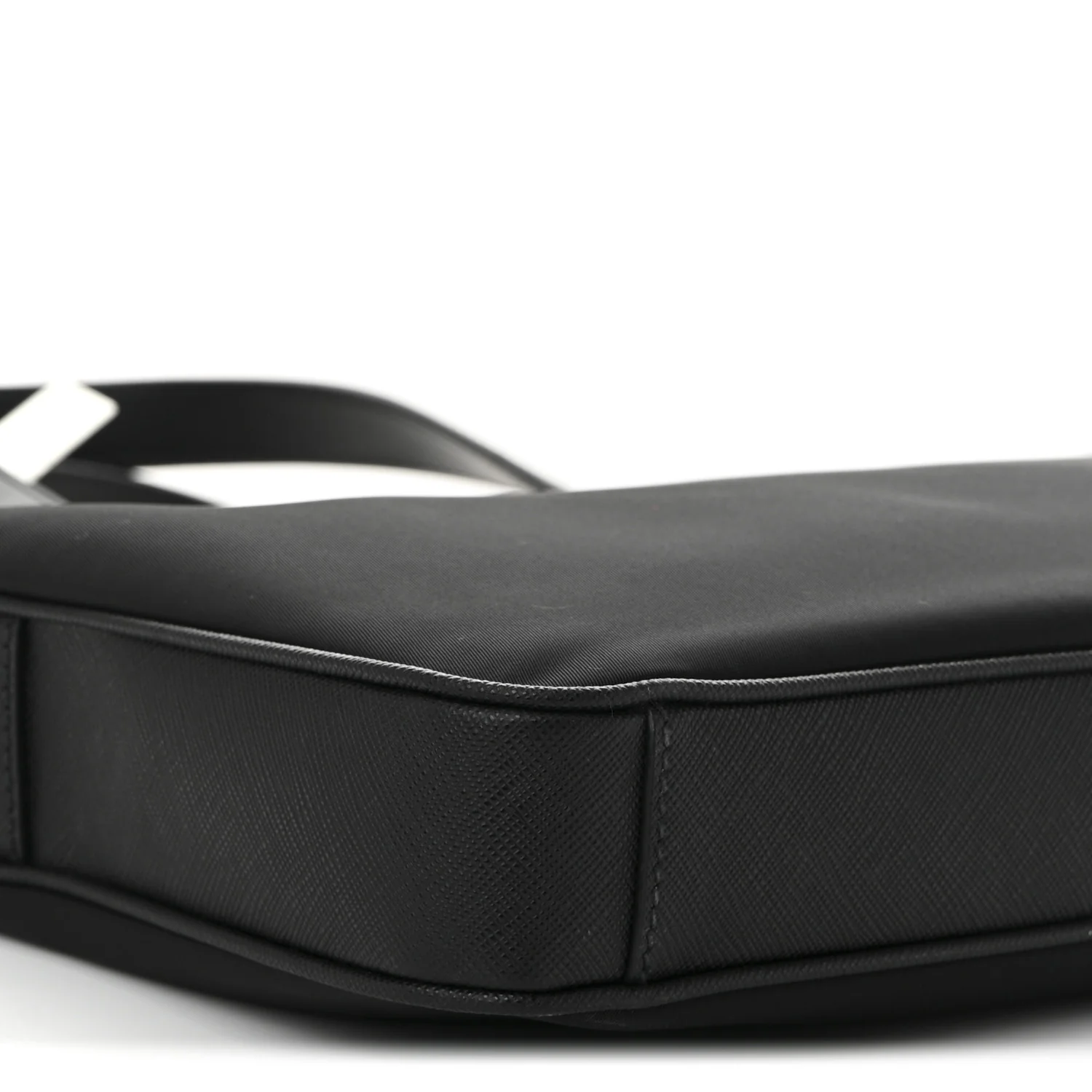 Re-Nylon Saffiano Metal Triangle Logo Briefcase Black - Top Club