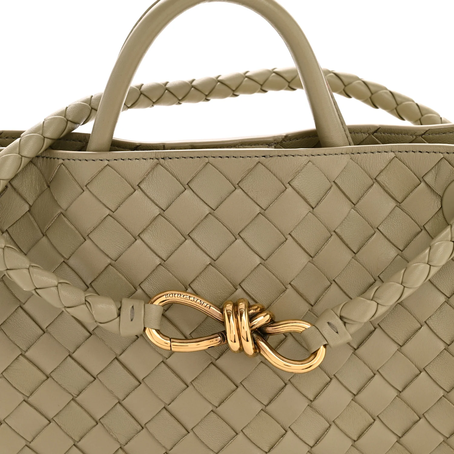 Nappa Intrecciato Medium Andiamo Shoulder Bag Travertine - Top Club