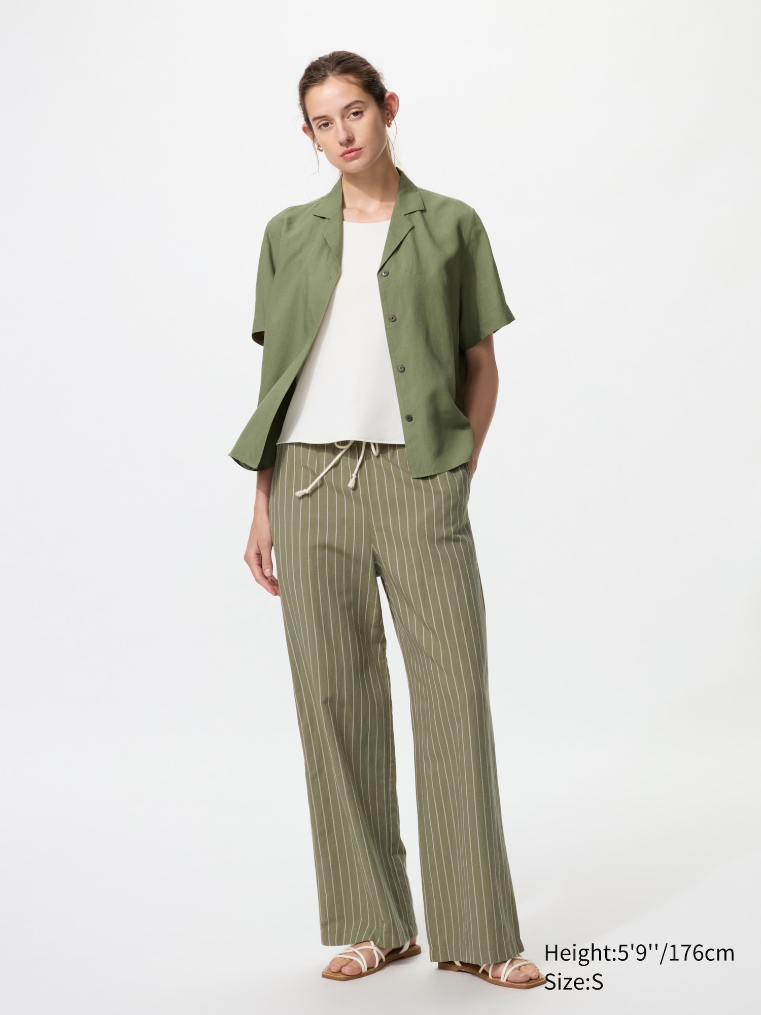 Linen Blend Open Collar Short Sleeve Shirt