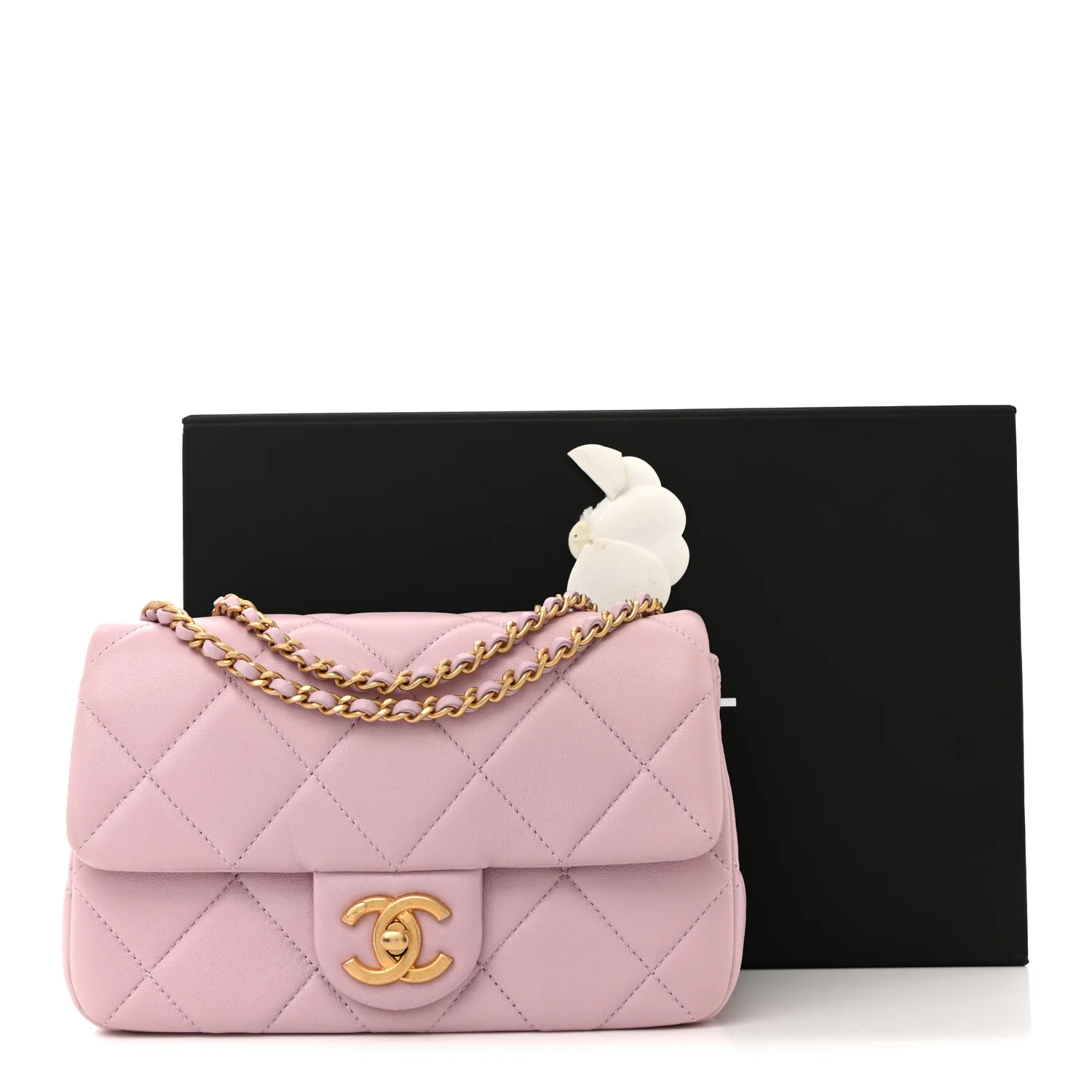 Lambskin Quilted Pearl Small Flap Light Purple - Top Club