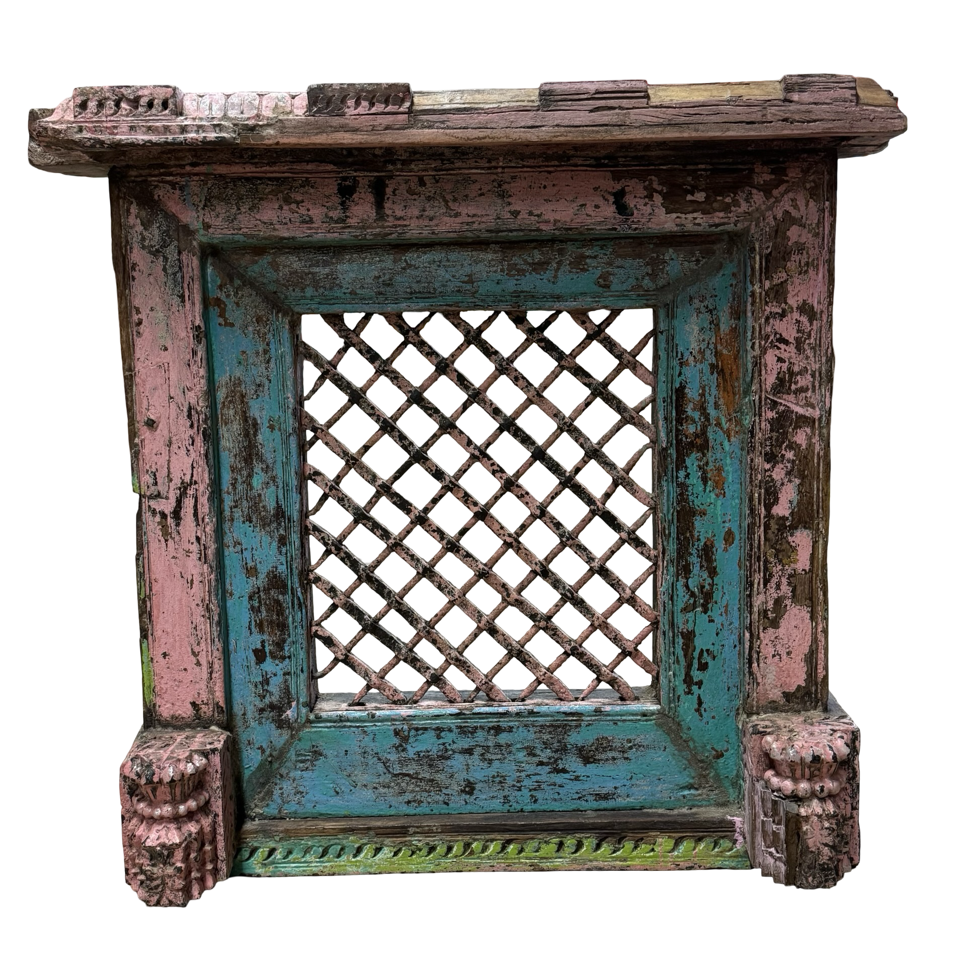 Raam Jali roze/blauw uniek India