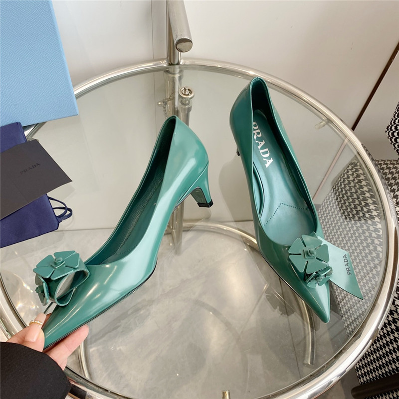 prada flower pointed toe small cone heel shoes - Sneaker Replica Workshop