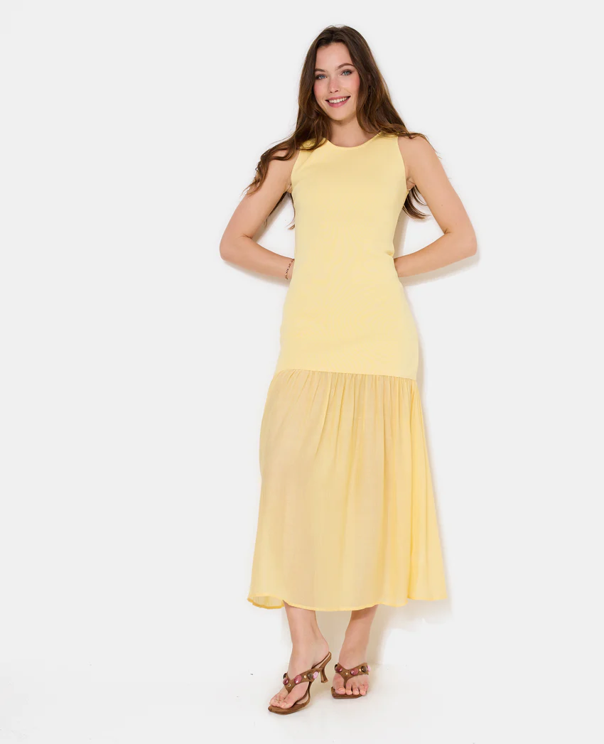 Pimkie Robe longue en maille avec volant tissu léger