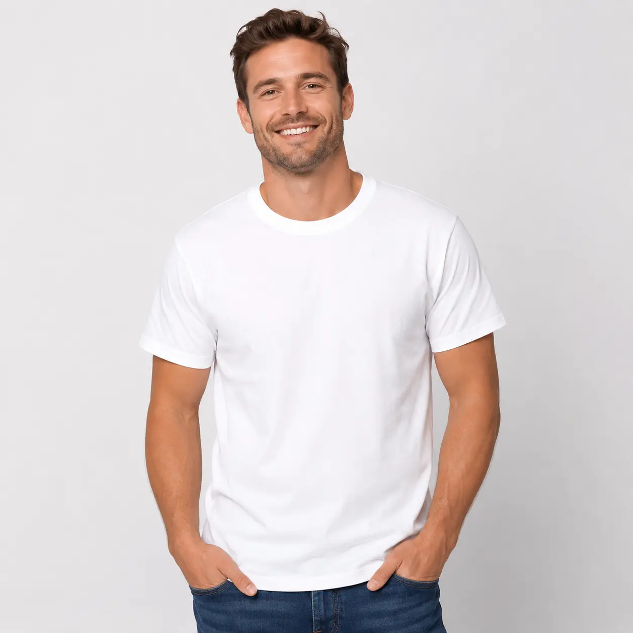 10 Pack Unisex 100% Cotton Plain White Crew Neck T-Shirts, Comfort Blank Tops for Daily Gym & Back to School Custom Printing