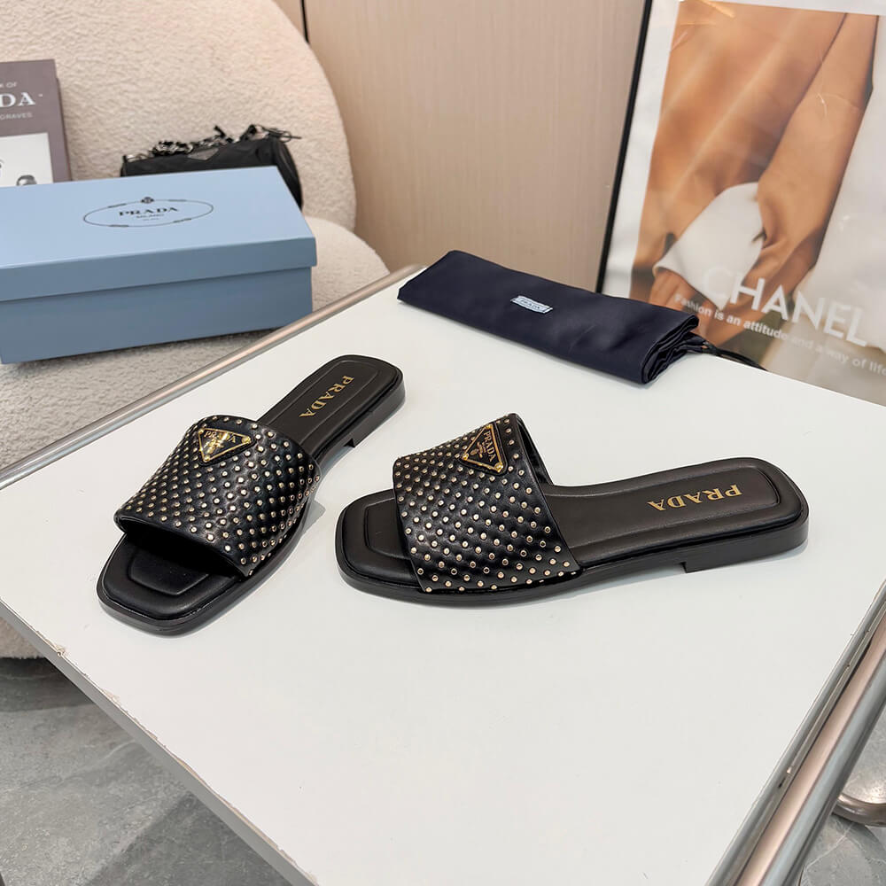 Prada Nappa leather slides with studs - Top Club