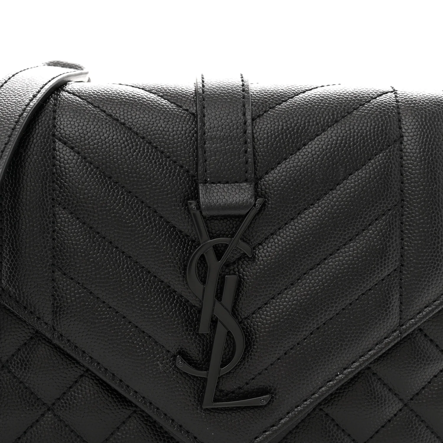 Grain De Poudre Textured Mixed Matelasse Triquilt Small Monogram Monochrome Satchel Black - Top Club
