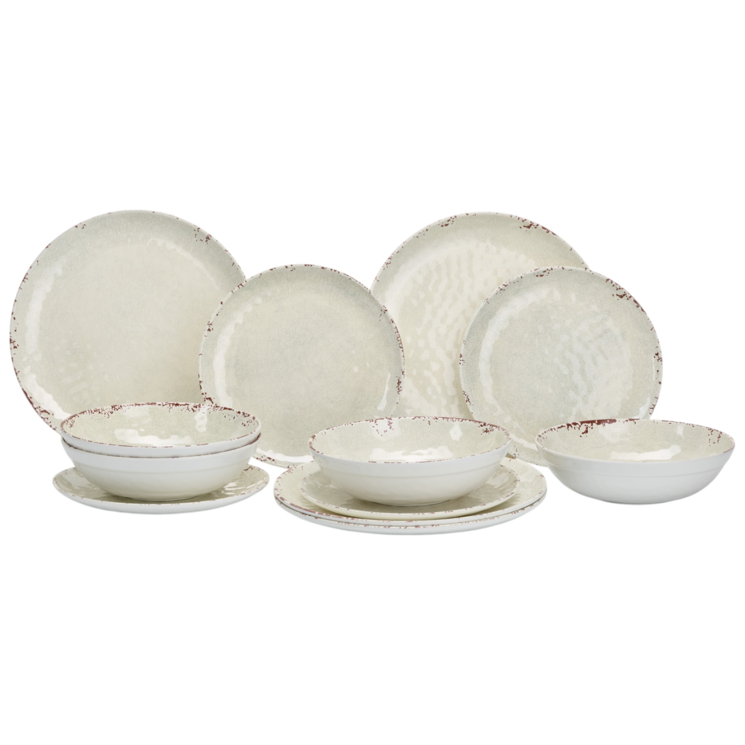 Servies Melamine rustic pearl - set van 12