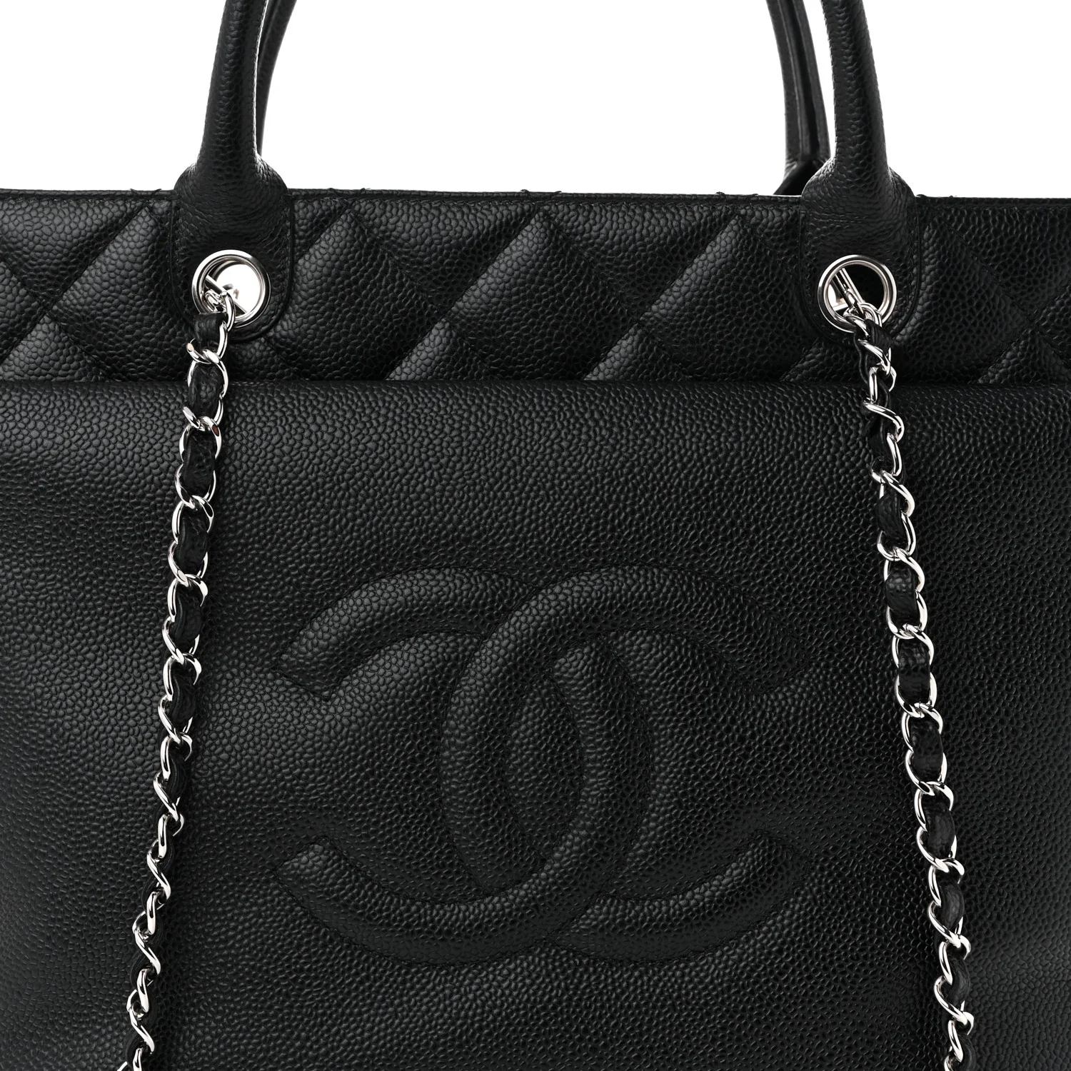 Soft Caviar CC Medium Top Handle Tote Black - Top Club