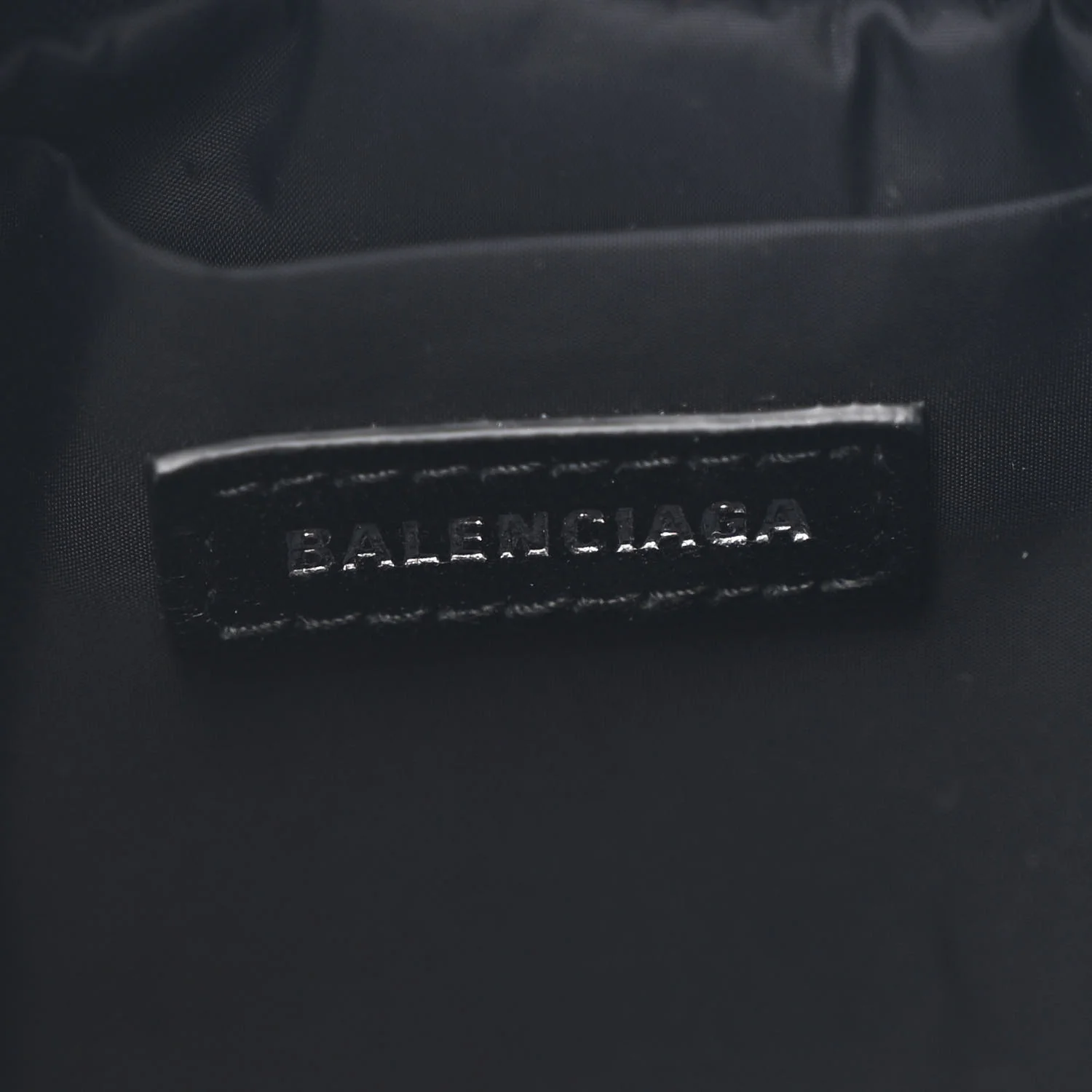 Recycled Sport Nylon Logo Embroidered Wheel Drawstring Bucket Bag Black White - Top Club