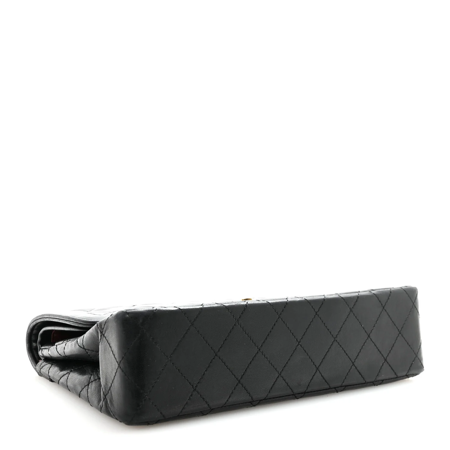 Lambskin Quilted Medium Double Flap Bag Black - Top Club