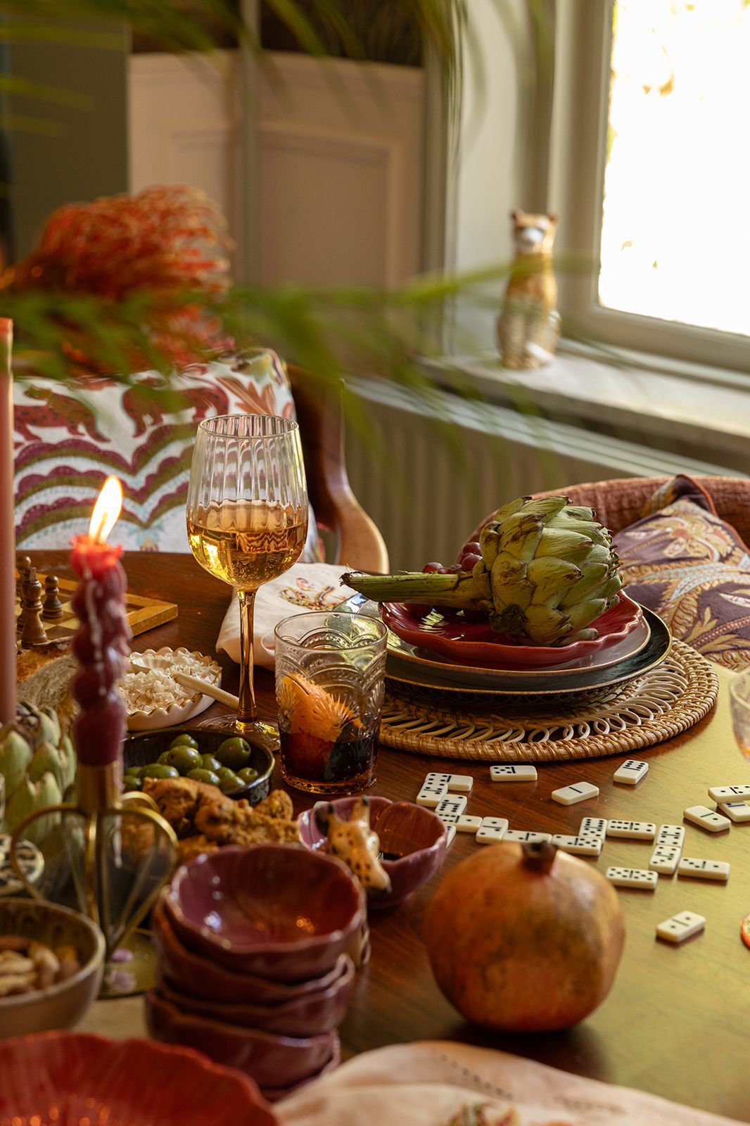Lichtoranje tumblerglazen met schelpen