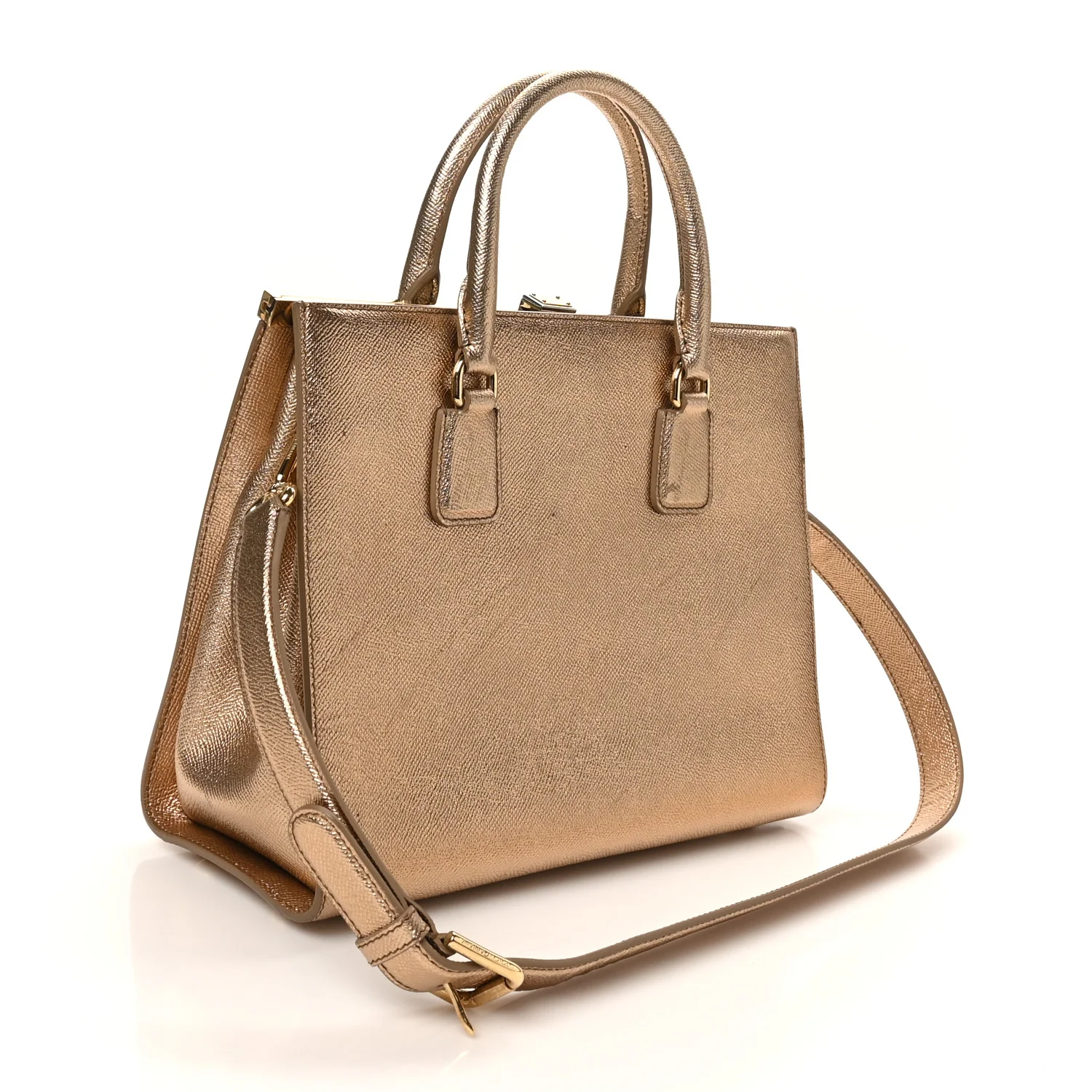 Metallic Dauphine Medium Frame Tote Gold - Top Club
