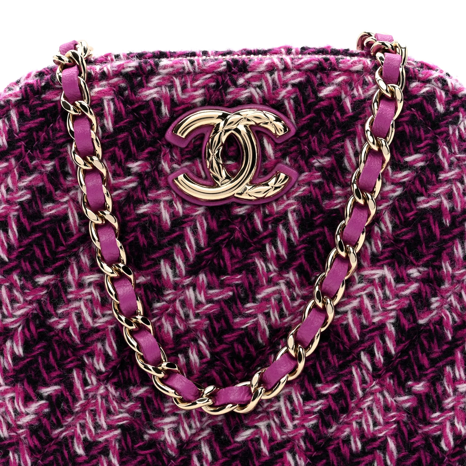 Tweed Quilted Mini Clutch With Chain Purple - Top Club