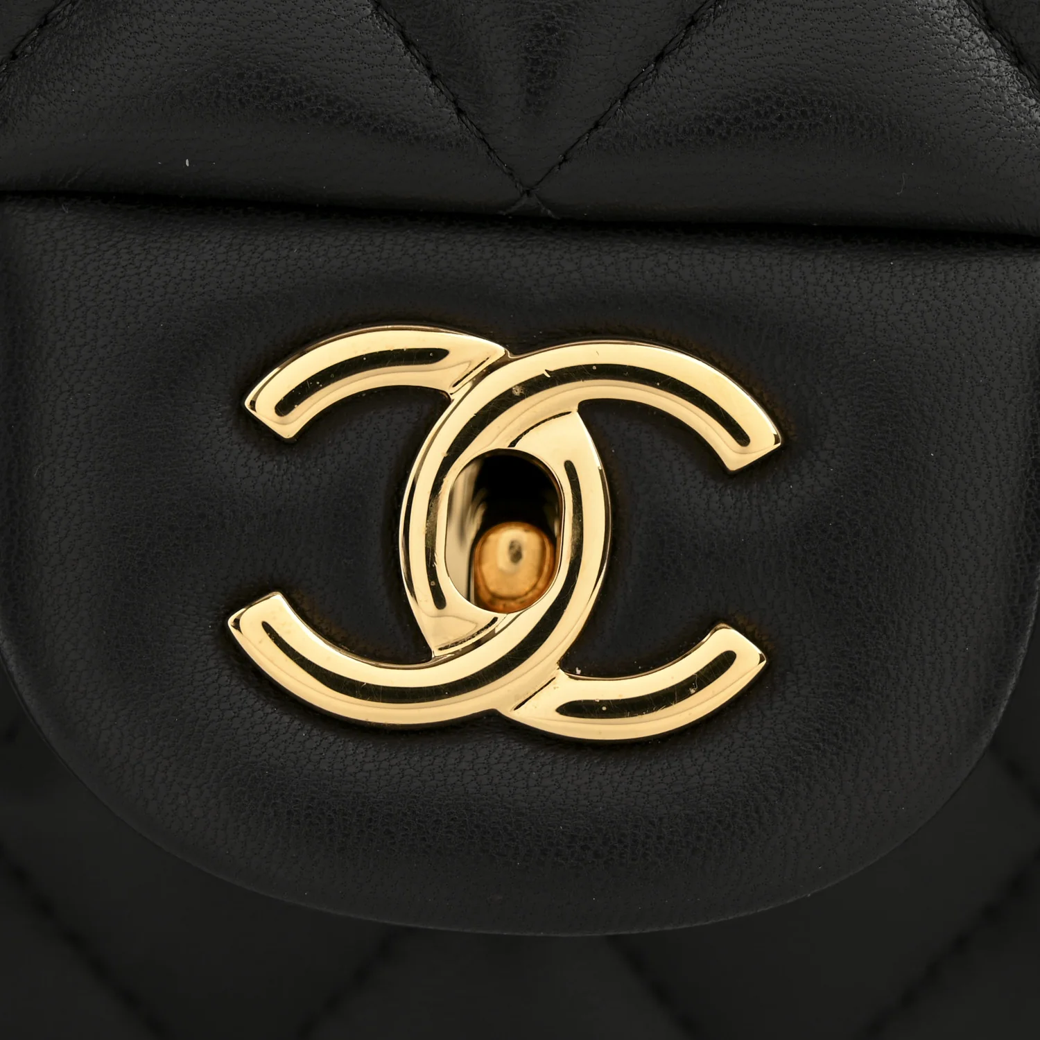 Lambskin Quilted Jumbo Double Flap Black - Top Club