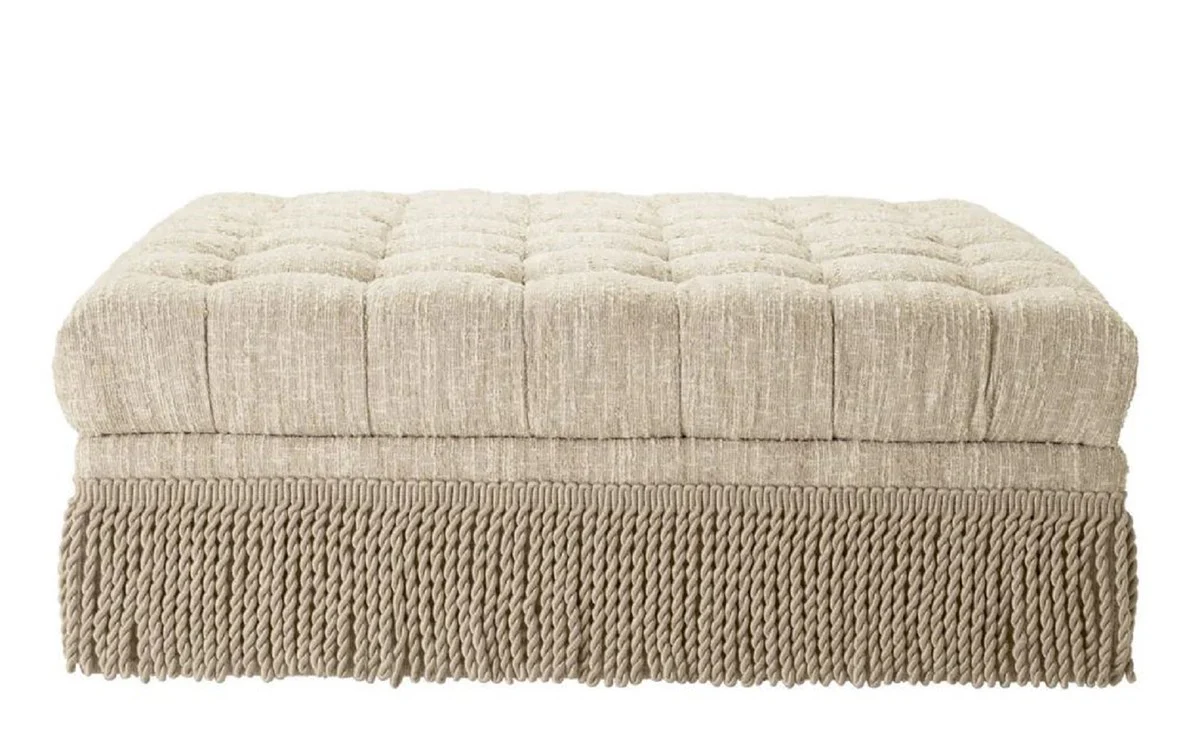 Luxury Chesterfield stool cream 125 x 125 x H. 47 cm - Square footstool