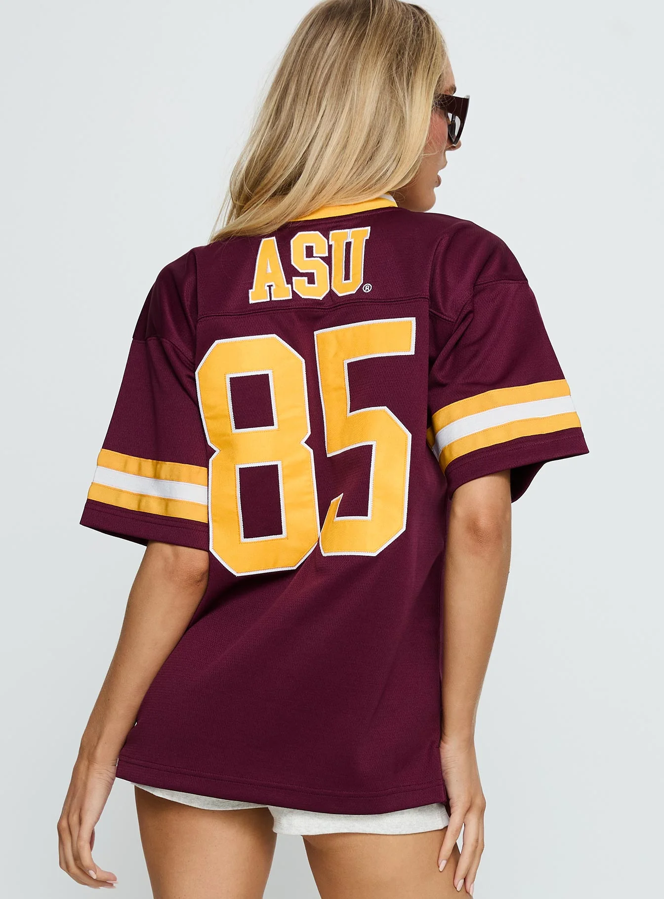 ASU Football Button Down Jersey Maroon