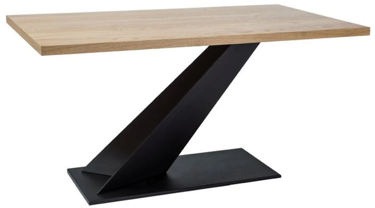 Designer solid wood dining table natural colors / black 150 x 90 x H. 78 cm - kitchen table with solid oak table top - dining room furniture