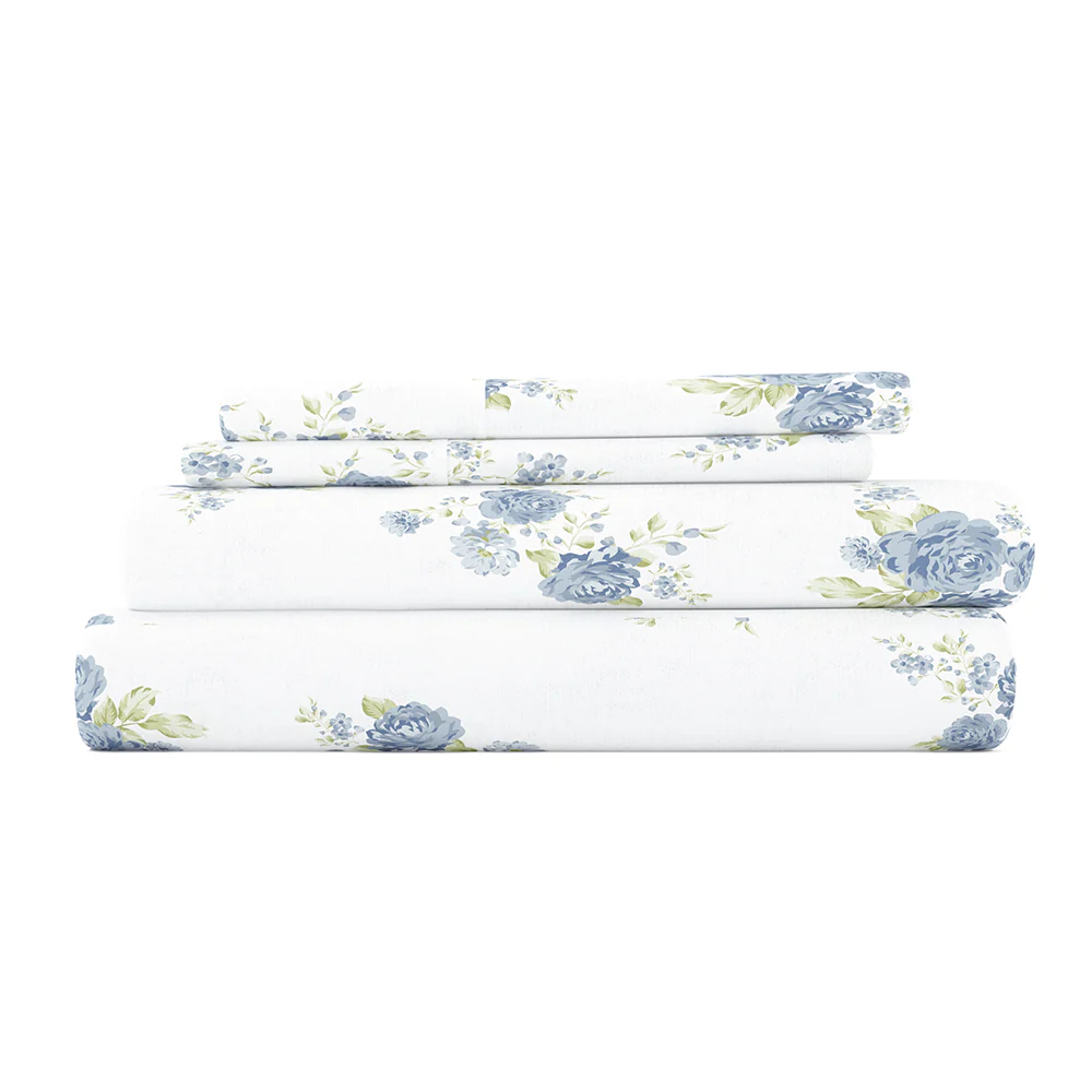 Rose Bunch 4-Piece Flannel Sheet Set (Sale)