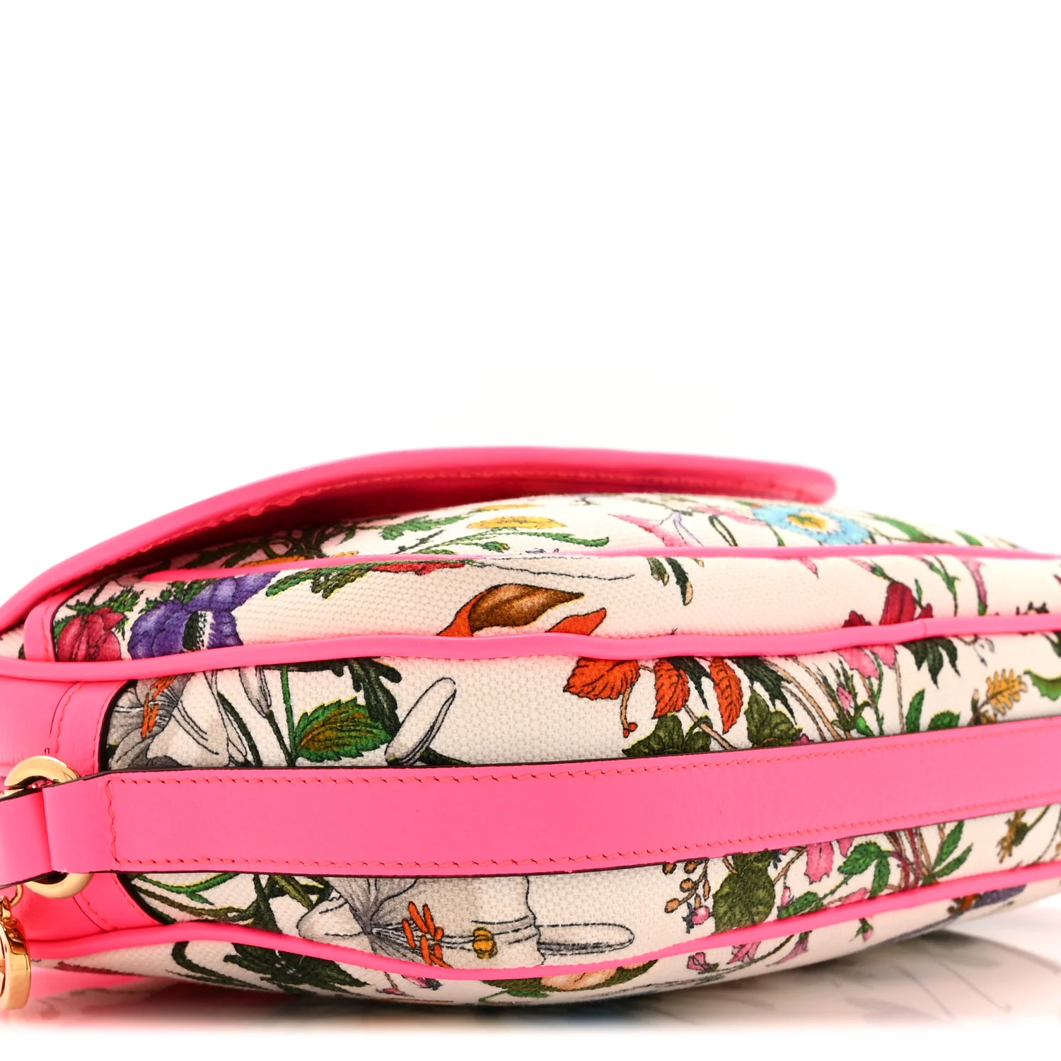Canvas Flora Floral Shoulder Bag White Fuchsia Fluo - Top Club