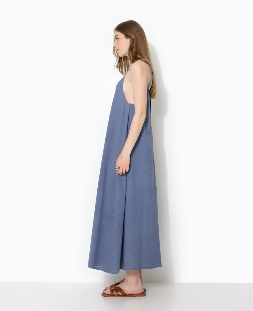 Pimkie Robe longue en tissu gaufré et rayé