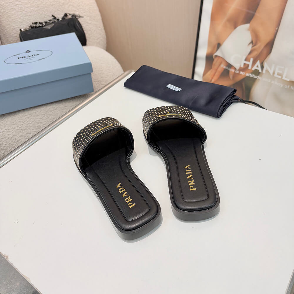 Prada Nappa leather slides with studs - Top Club