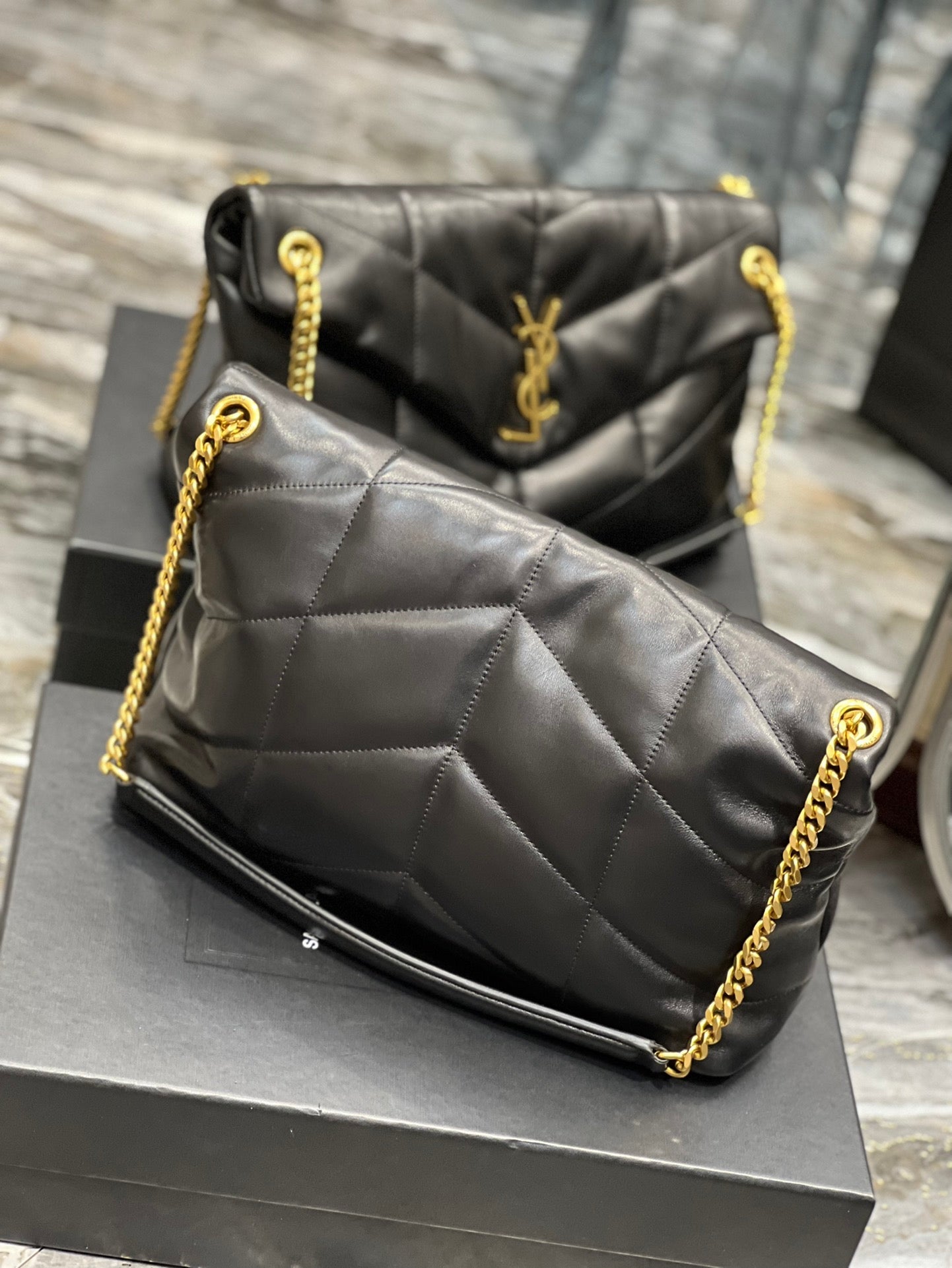 Y PUFFER MEDIUM BAG IN QUILTED LAMBSKIN - Top Club