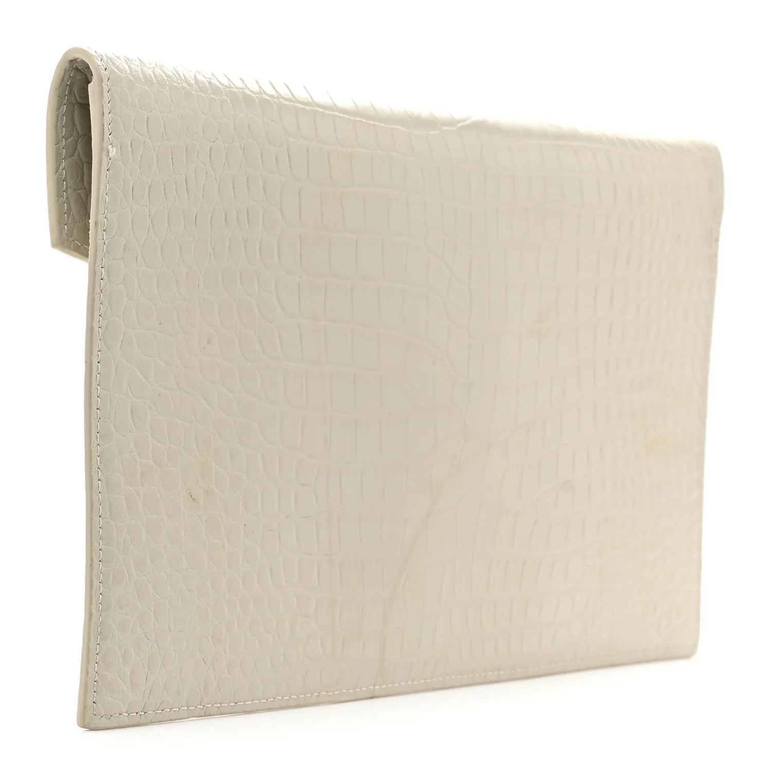 Calfskin Crocodile Embossed Uptown Monogram Pouch Crema Soft - Top Club