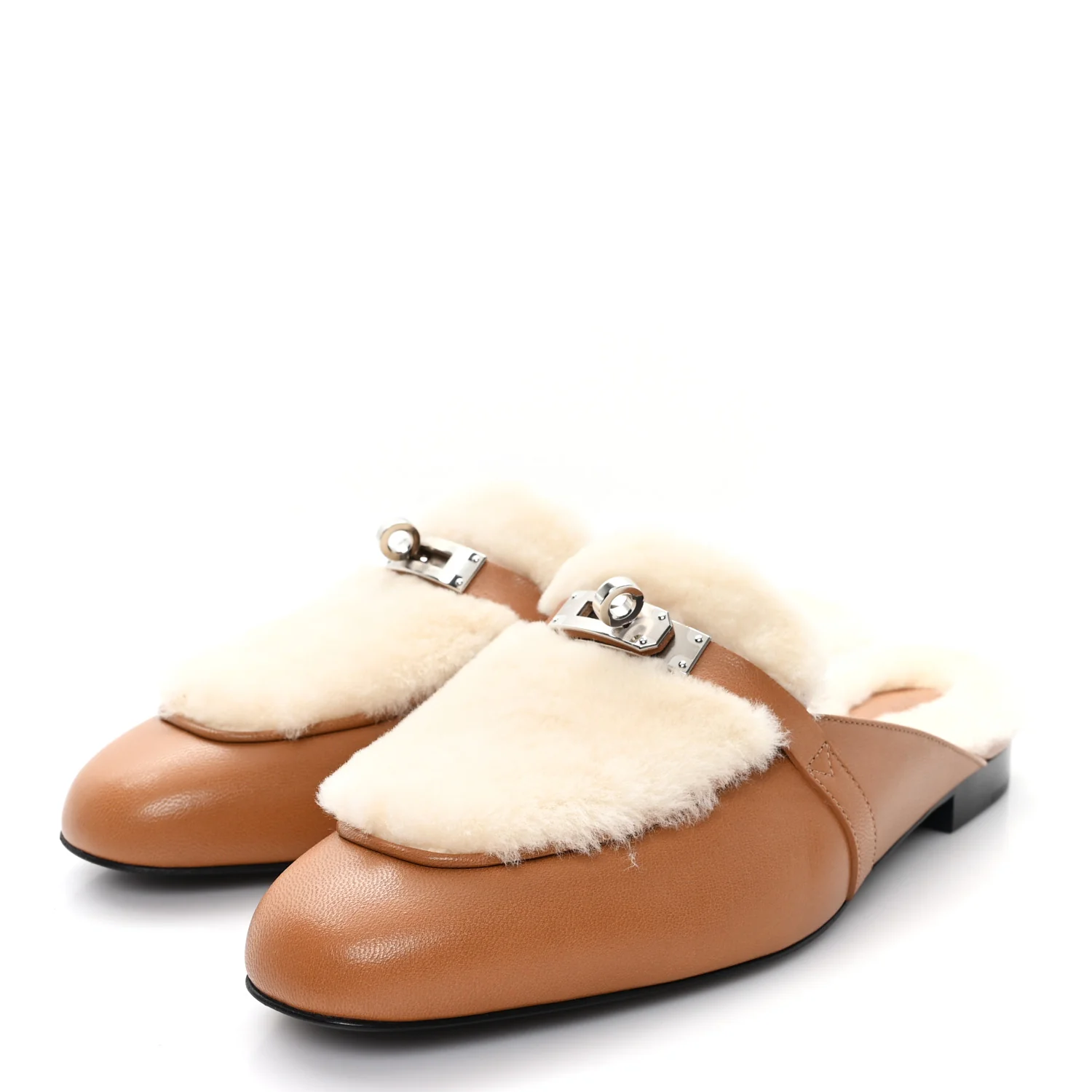 Goatskin Shearling Womens Oz Mules 40 Naturel Ecru - Top Club
