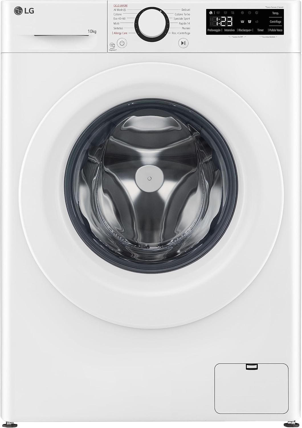 AI DD F4R3010NSWW Lavatrice Classe A -10%, Carica Frontale Serie R3, Lavatrice 10kg, 1400 giri, AIWash, Lavaggio a vapore, Motore Direct Drive, Smart Diagnosis, Libera installazione, Bianca