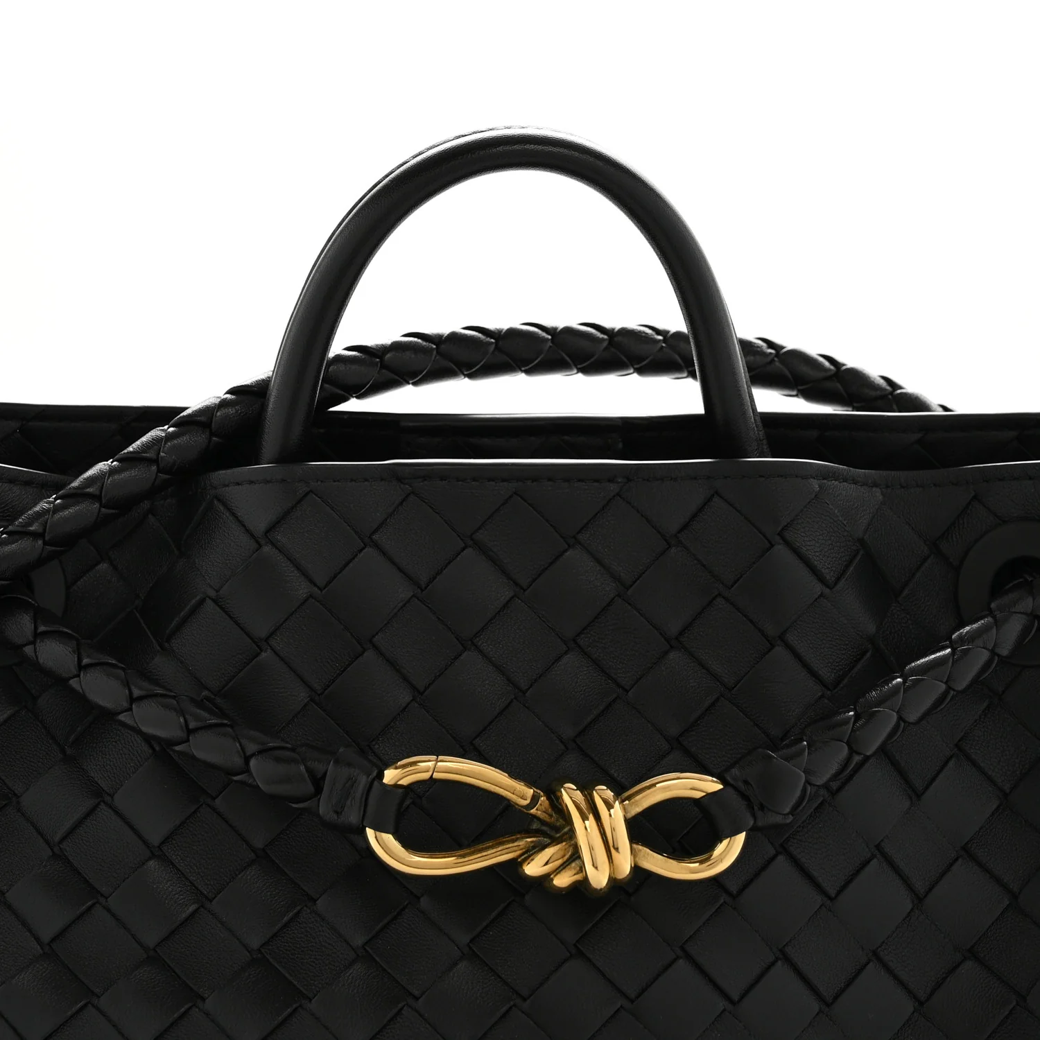 Nappa Intrecciato Medium Andiamo Shoulder Bag Black - Top Club