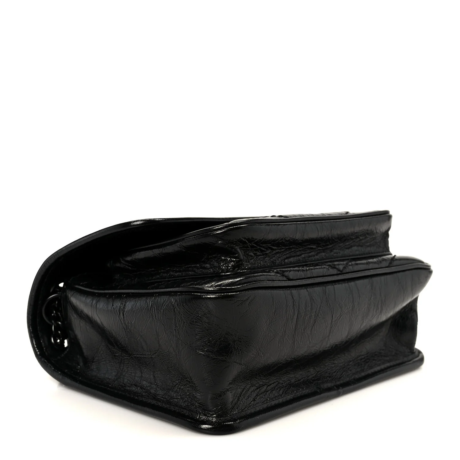 Crinkled Calfskin Matelasse Monogram Baby Niki Chain Satchel Black - Top Club