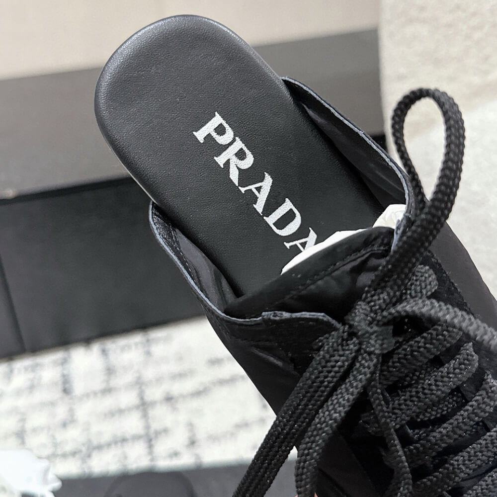 PRADA Collapse Re-Nylon and suede mules - Top Club