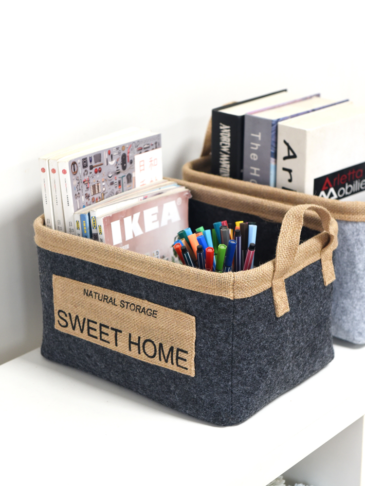 Custom Felt Storage Basket with Small Barrel Toy Firewood Bag Sundries Cooler Handmade Felt for Comfortable Home Organization