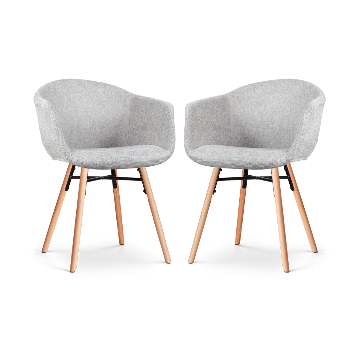 Eetkamerstoel Nena-Otis lichtgrijs - houten - set van 2