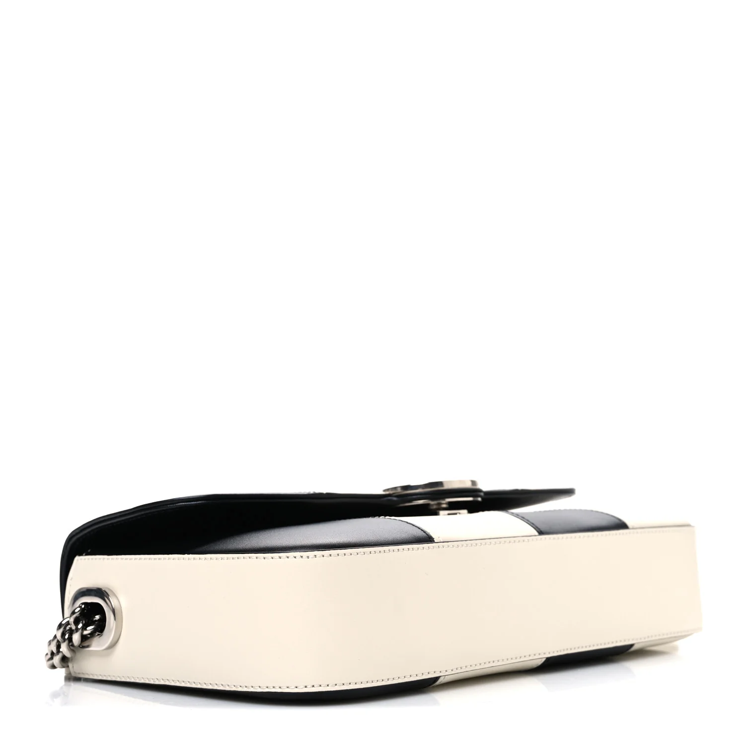 Senna Calfskin Lines Petite GG Top Handle Shoulder Bag Black Mystic White - Top Club