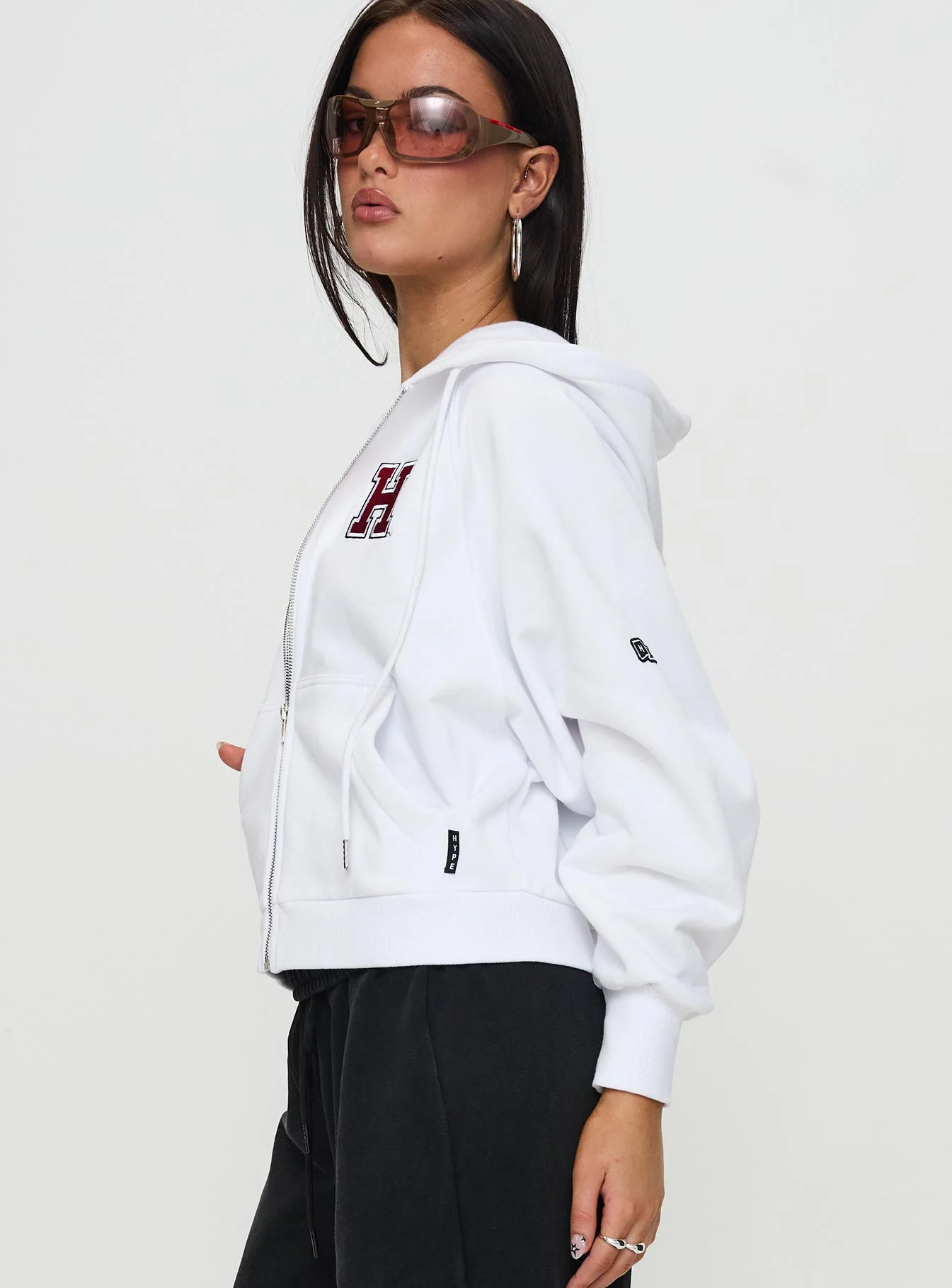 Harvard Raglan Zip Up White / Red