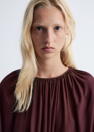 & Other Stories FLOUNCED BALLOON-SLEEVE MINI DRESS